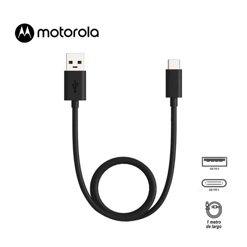 MOTOROLA - Cable Motorola De Carga y Datos SJ6473 Usb-A a Usb-C 1m Negro