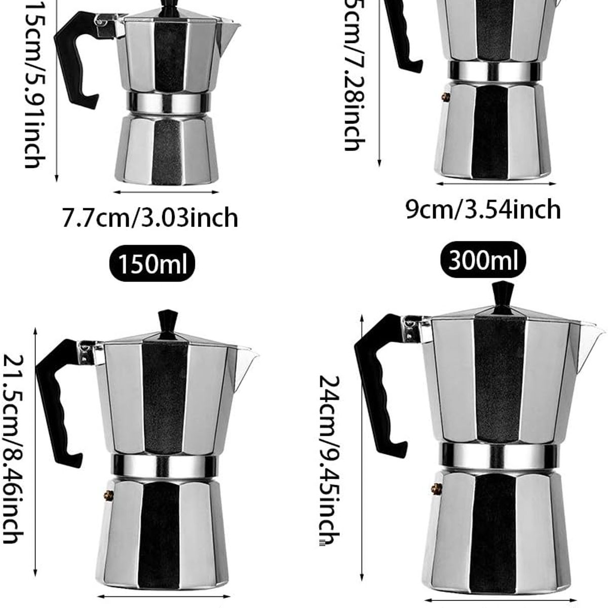 PENTHA - Cafetera Moka de 9 tazas ( 450 ml), para Espresso Fuerte Con Gran Sabor
