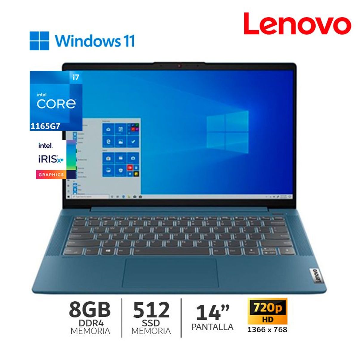 LENOVO - Laptop IdeaPad 5 Intel Core i7 11°Gen 8GB RAM 512GB SSD 14" Full HD W11 - 82FE00RJLM