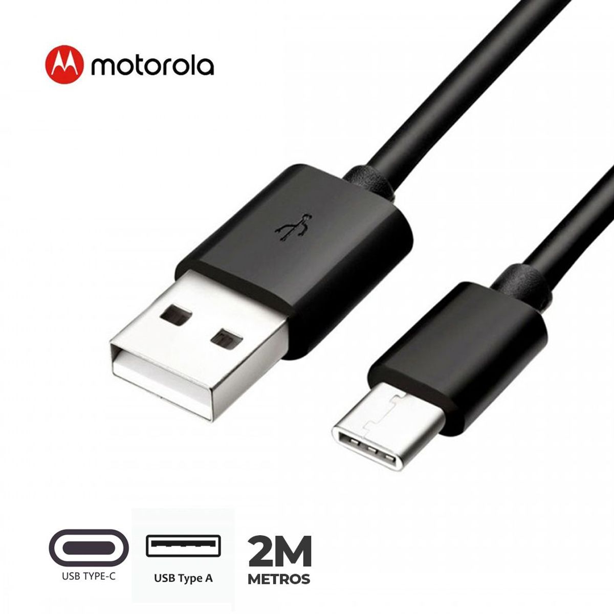 MOTOROLA - Cable Motorola de Carga y Datos USB-A a USB-C 2m Negro