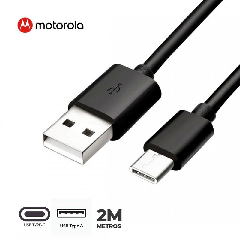 MOTOROLA - Cable Motorola de Carga y Datos USB-A a USB-C 2m Negro