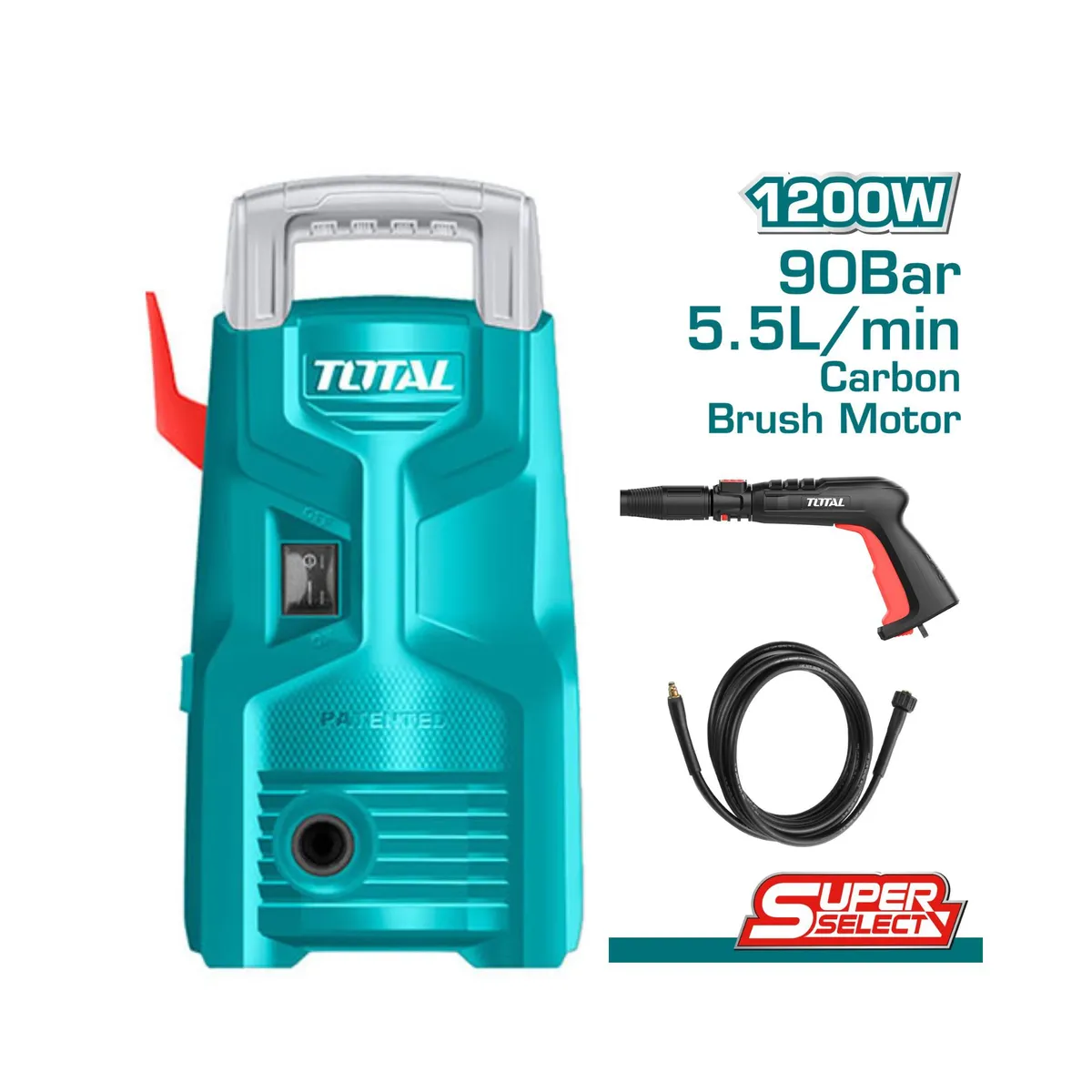 TOTAL TOOLS - Hidrolavadora Total 1200W alta presión 1300PSI