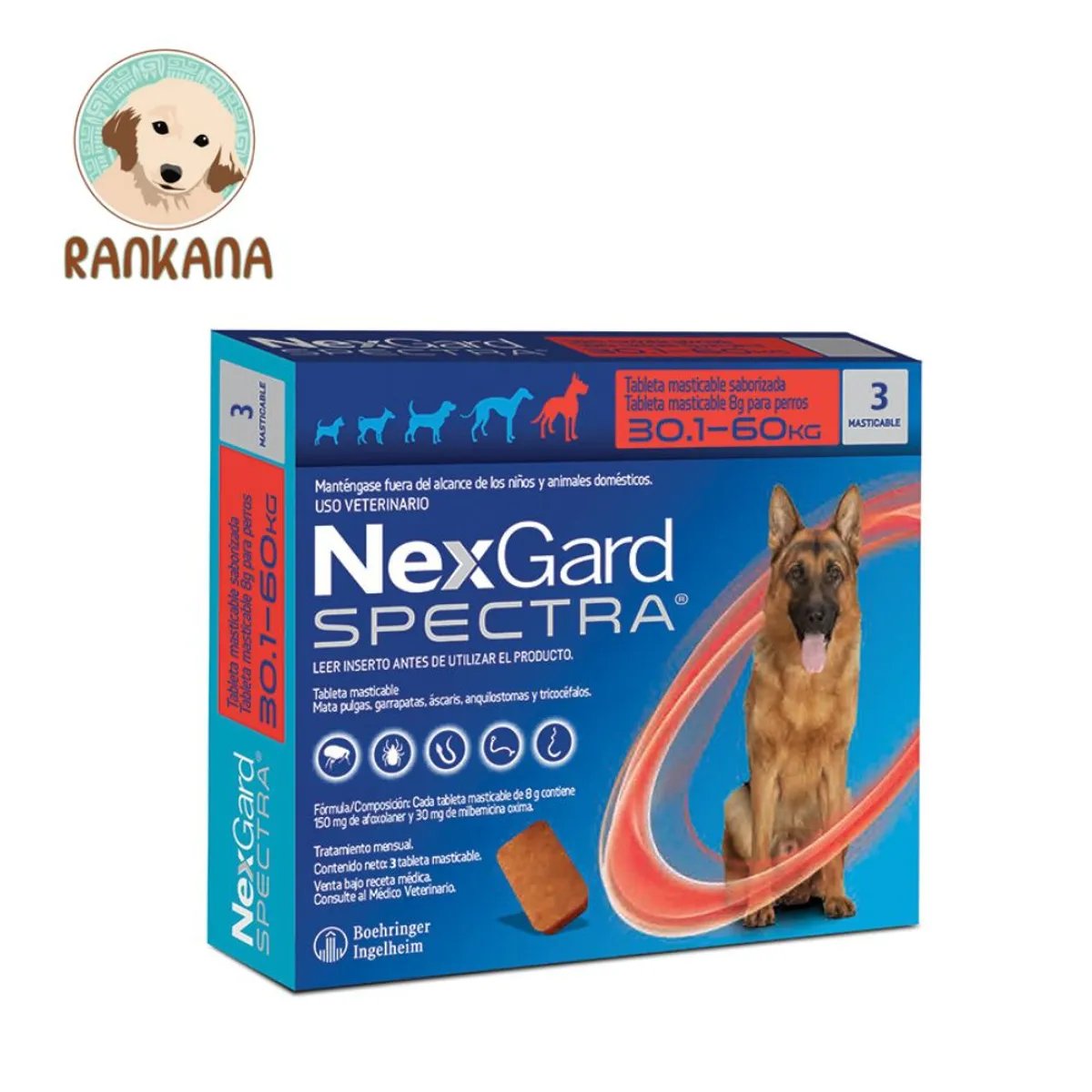 NEXGARD - Antipulgas Nexgard Spectra Perros 30.1-60Kg X3 Tabletas