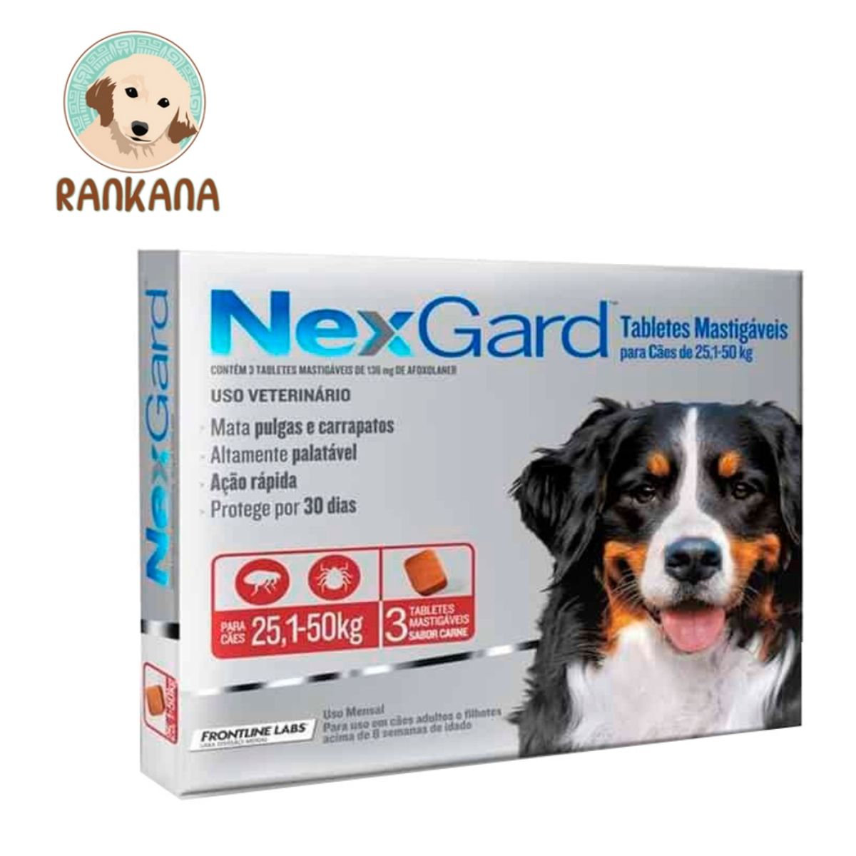 NEXGARD - Antipulgas Nexgard para Perros de 25.1 a 50 kg x 3 tabletas