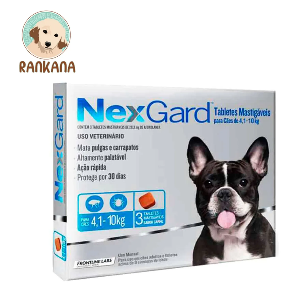 NEXGARD - Antipulgas Nexgard Tabletas Masticables 3 Unidades Para Perros 4.1-10Kg