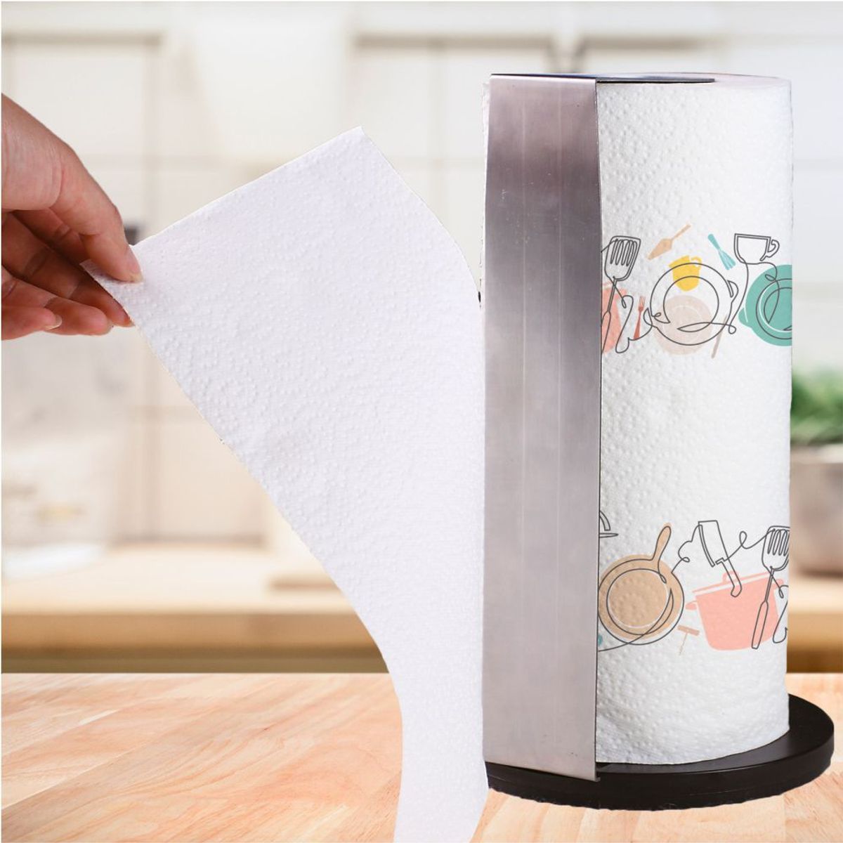 FACUSA - ORGANIZADOR DE COCINA PORTA PAPEL ROLLO DE FACUSA - ACERO