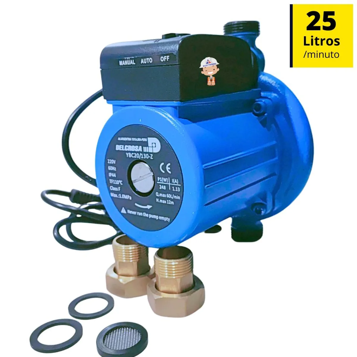 GENERICO - BOMBA DE AGUA PRESURIZADORA 100W PARA DUCHA , THERMA  Y LAVADORA.