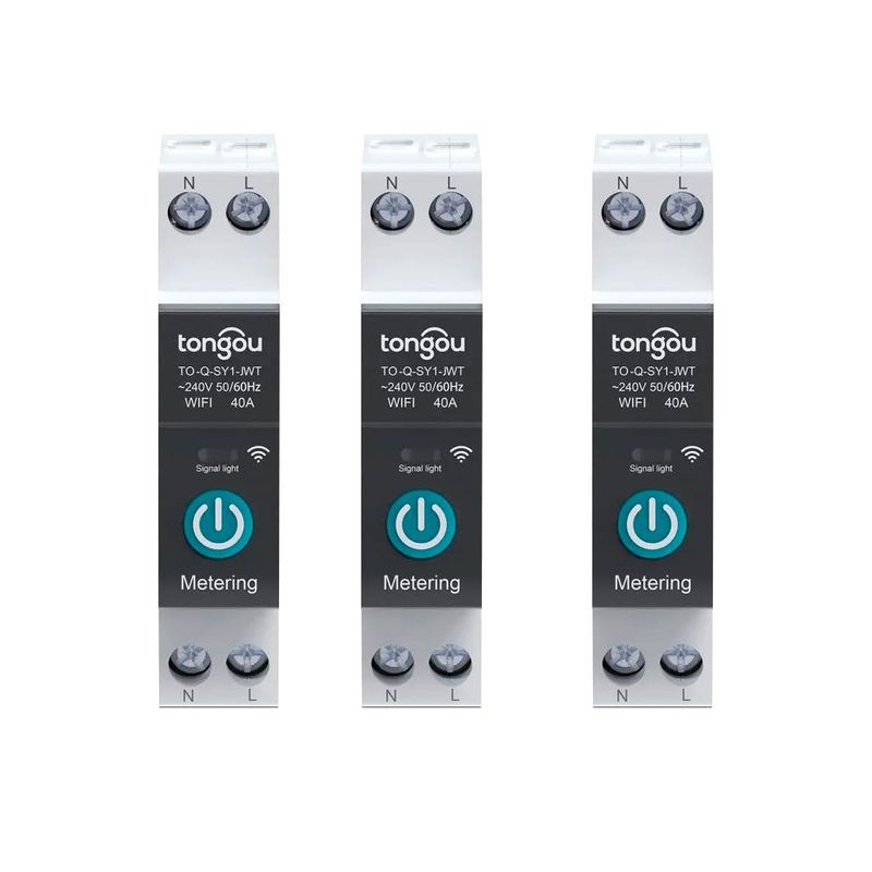 TONGOU - SET X 3 LLAVES TERMICAS CON MEDIDOR DE ENERGIA  INTELIGENTE 40 A