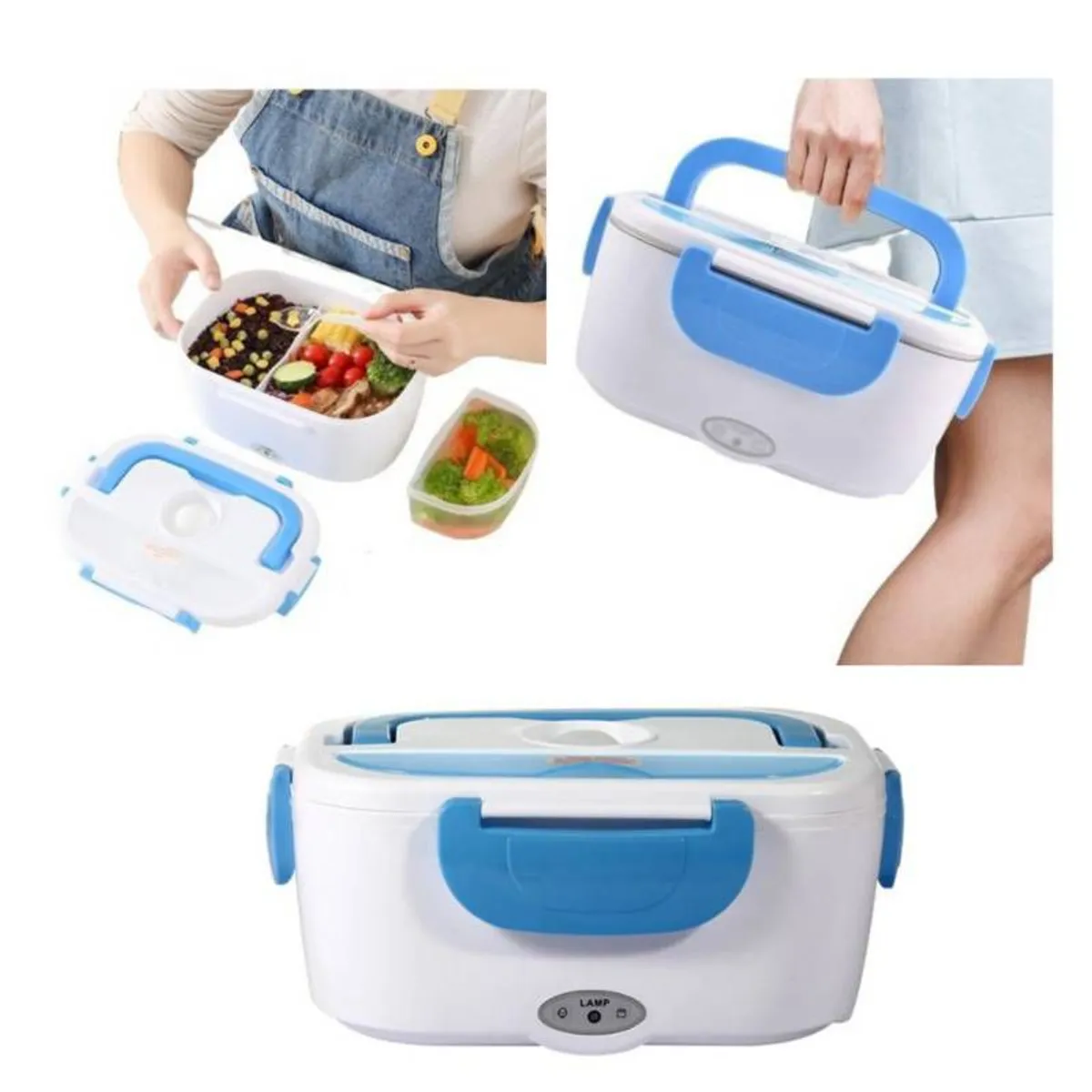 GENERICO - Lonchera Taper Electrico para Calentar Alimentos CELESTE