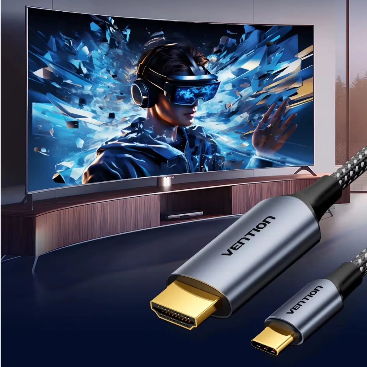 VENTION - Cable Usb C 3.1 - Hdmi Macho Oro 4k@60hz 1m Laptop Tv 3d