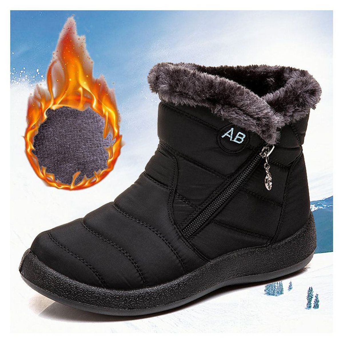 BLWOENS - Botas impermeables por dentro forradas con chiporro - negro