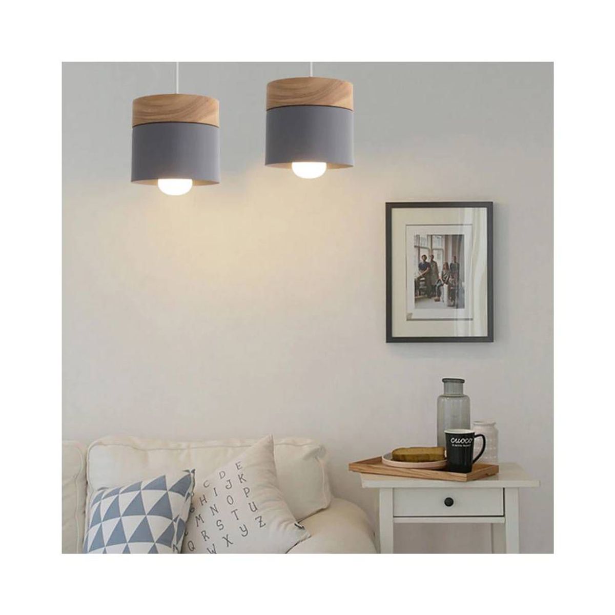 HOME NEAT - Nórdica e27 lámpara colgante moderno lámpara de techo hierro y madera