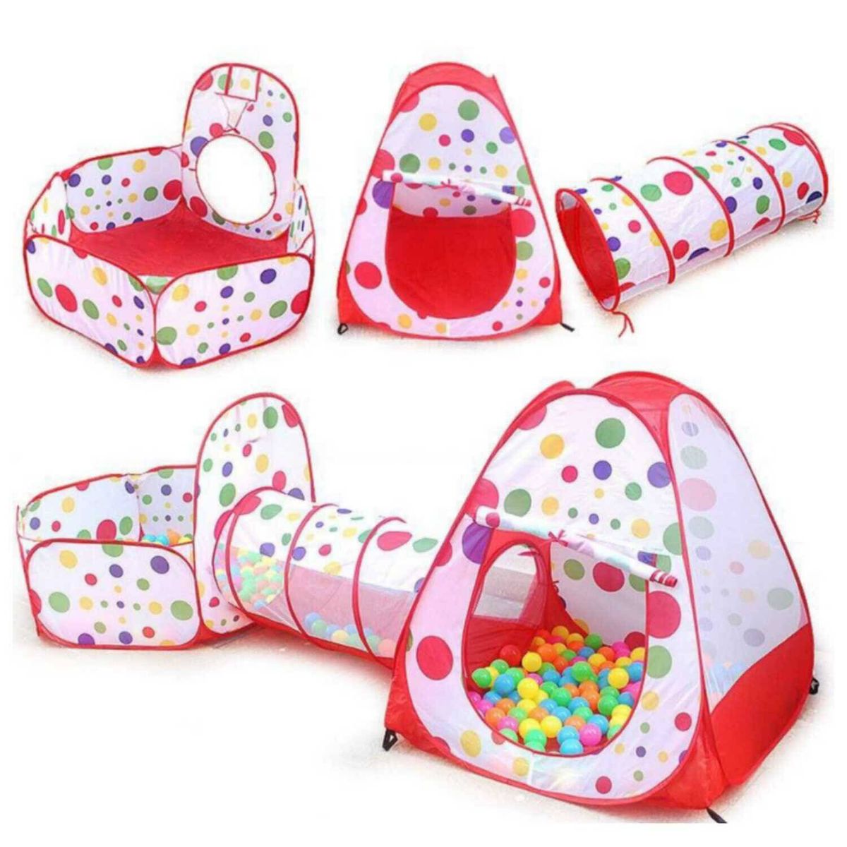 GENERICO - Carpa Tunel Piscina Oceano para Niños ROJO