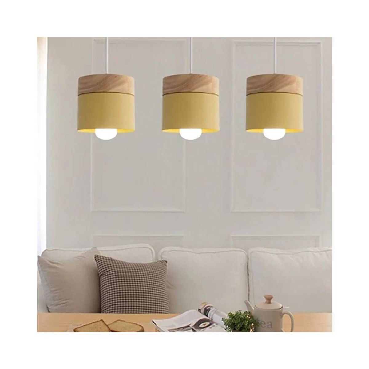 HOME NEAT - Nórdica e27 lámpara colgante moderno lámpara de techo hierro y madera