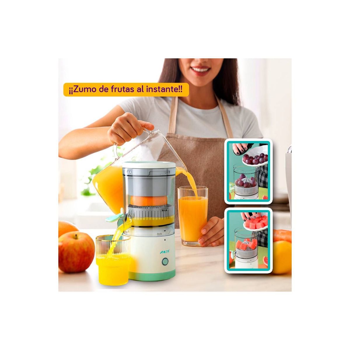 GENERICO - Exprimidor Eléctrico Portátil de Naranja y Frutas Recargable