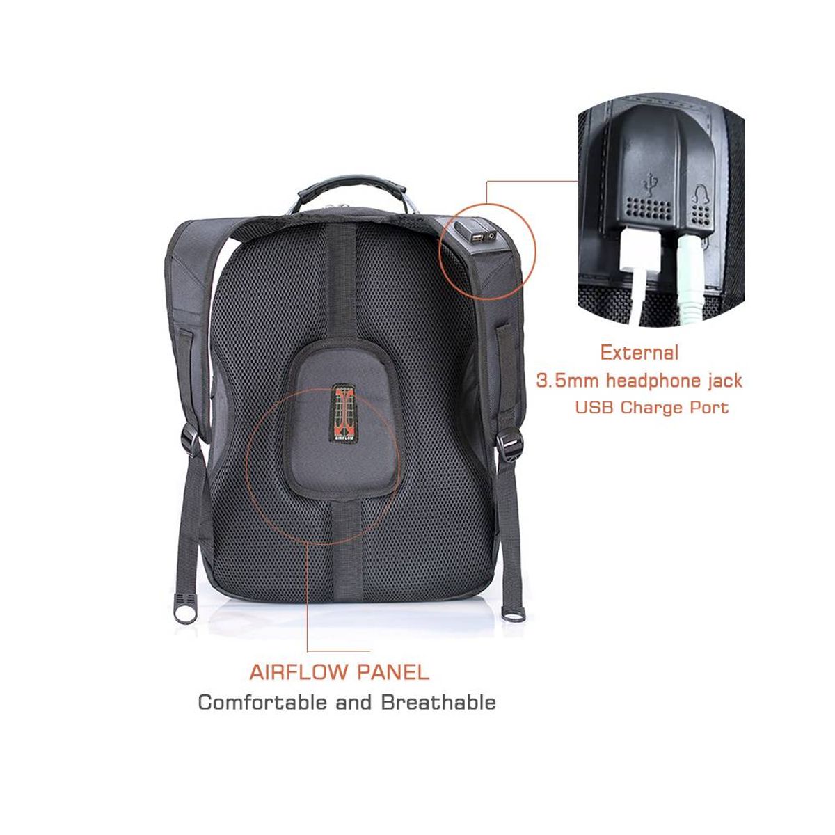 PUREPOWER - Mochila USB Crossten Swiss multifuncional impermeable para portátil