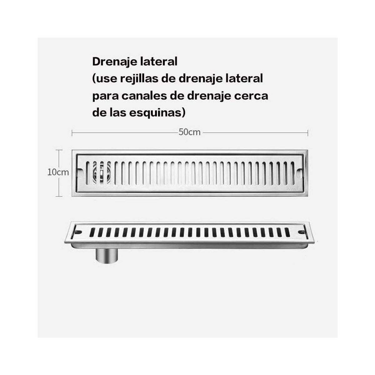 PUREPOWER - Rejilla De Cubierta Drenaje Piso Ducha Acero Inoxid 10×50cm