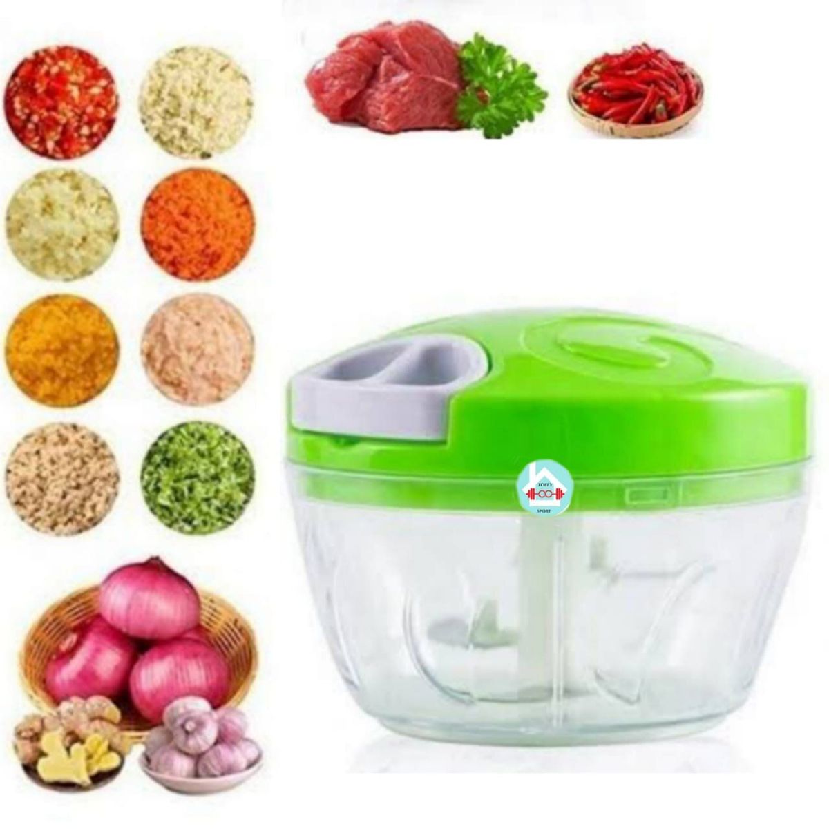 GENERICO - Mini Picador Manual de Carne y Verduras a cuerda