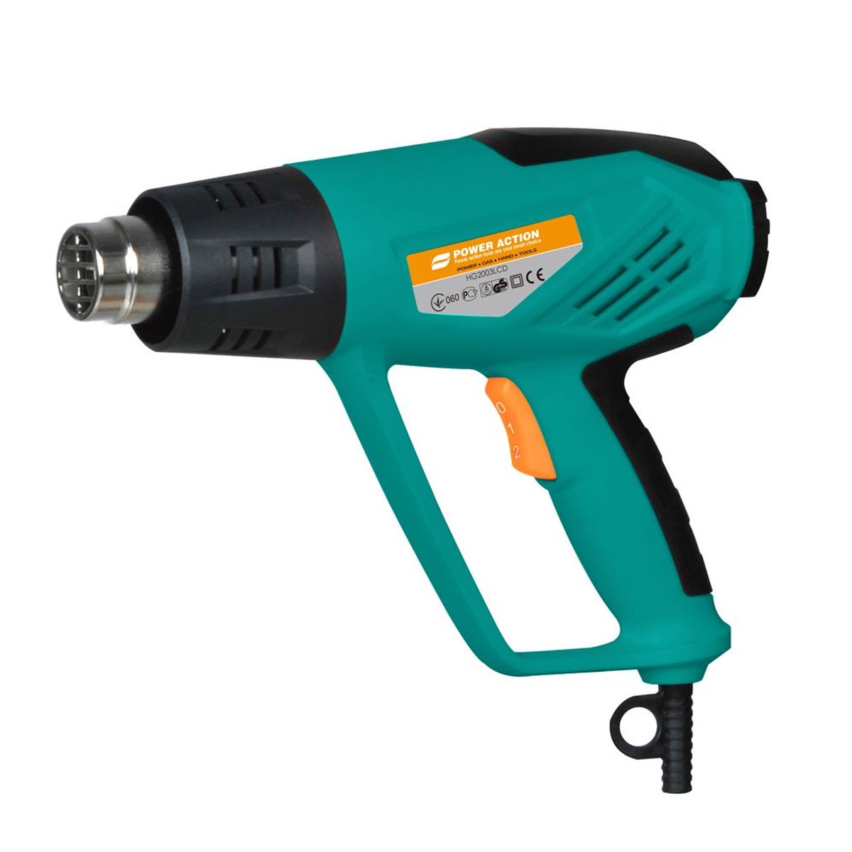POWER ACTION - Pistola De Calor 2000W AIRE CALIENTE INDUSTRIALBoquillasPantDigital