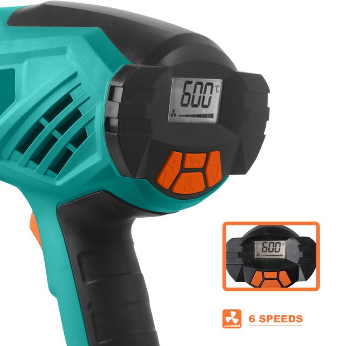 POWER ACTION - Pistola De Calor 2000W AIRE CALIENTE INDUSTRIALBoquillasPantDigital