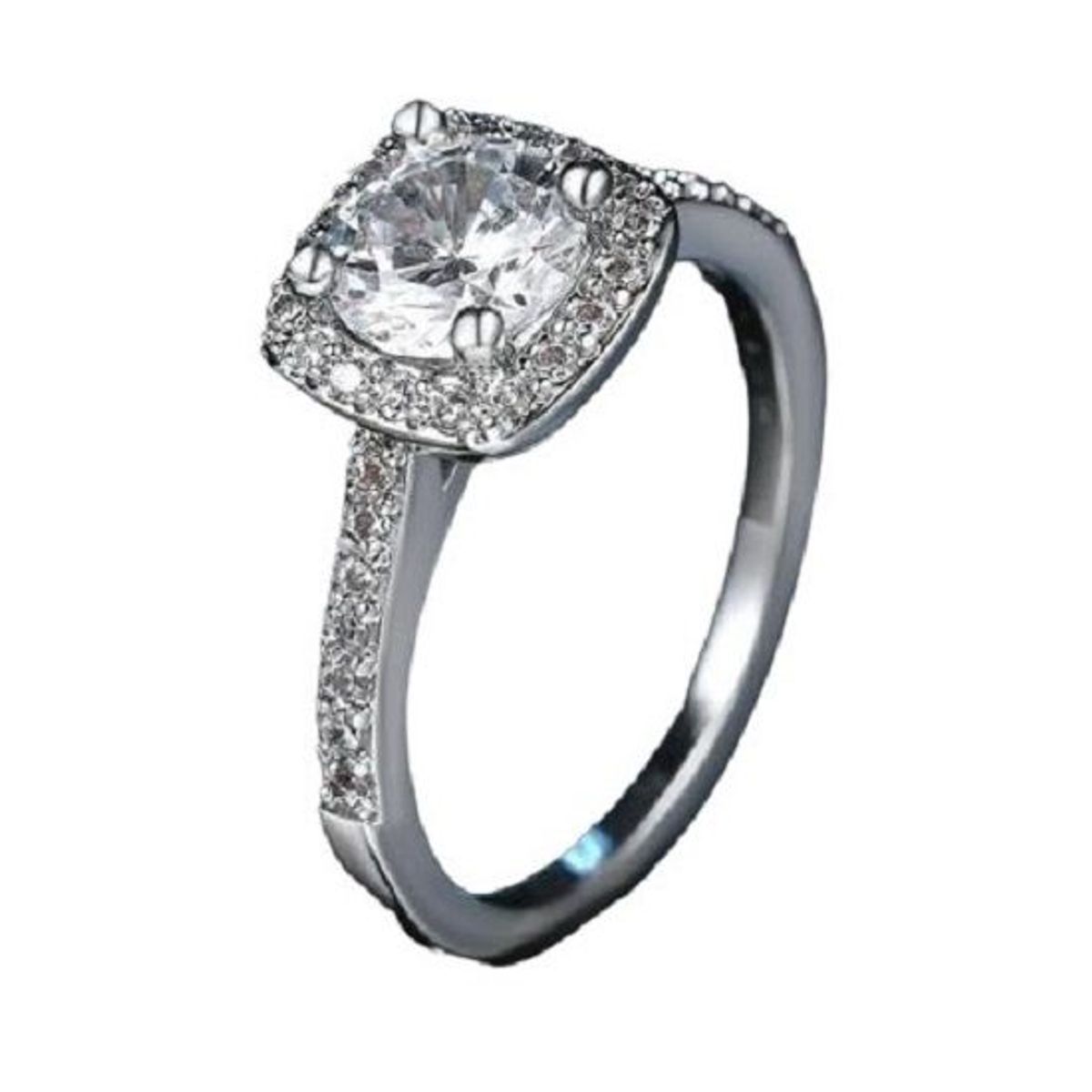 GENERICO - Anillo de Compromiso Alianzas  Diamonds Bañado en Oro Blanco  Genieka