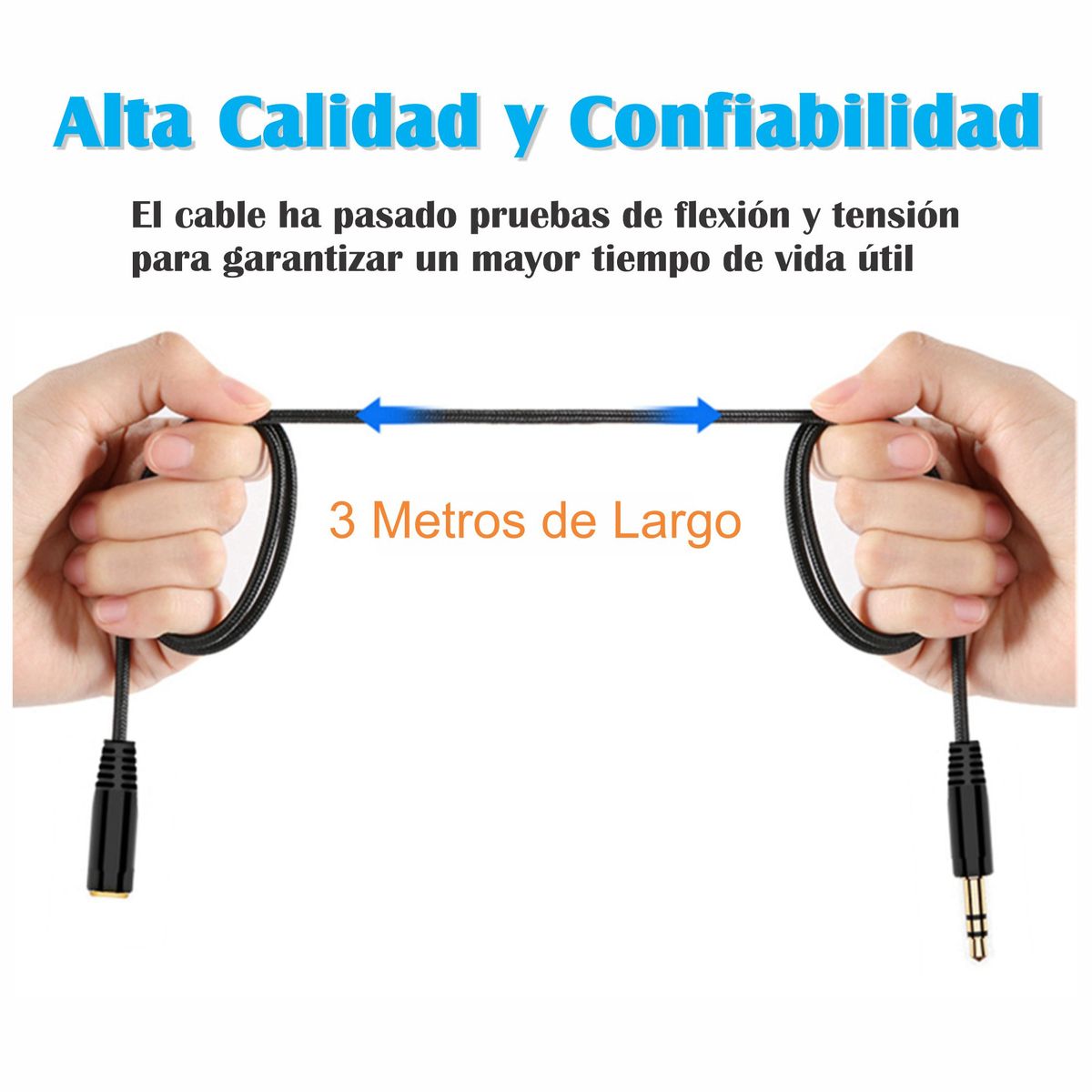 GENERICO - Extension Estereo 3 Metros - Jack 3.5mm - Macho Y Hembra