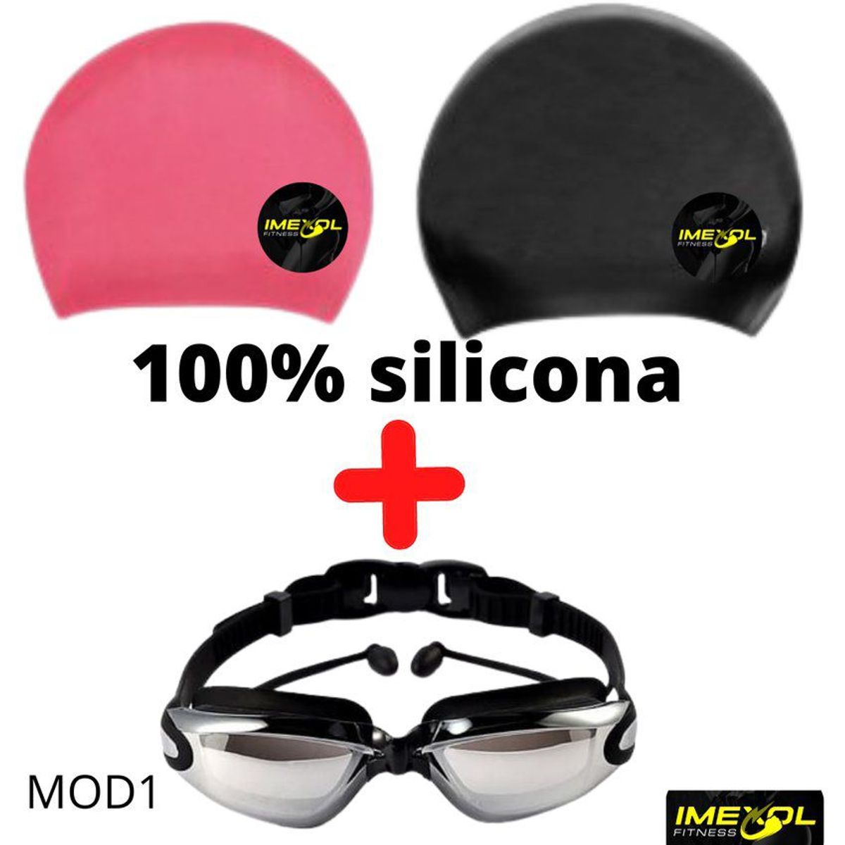 GENERICO - Lentes gorro de natación adulto pack