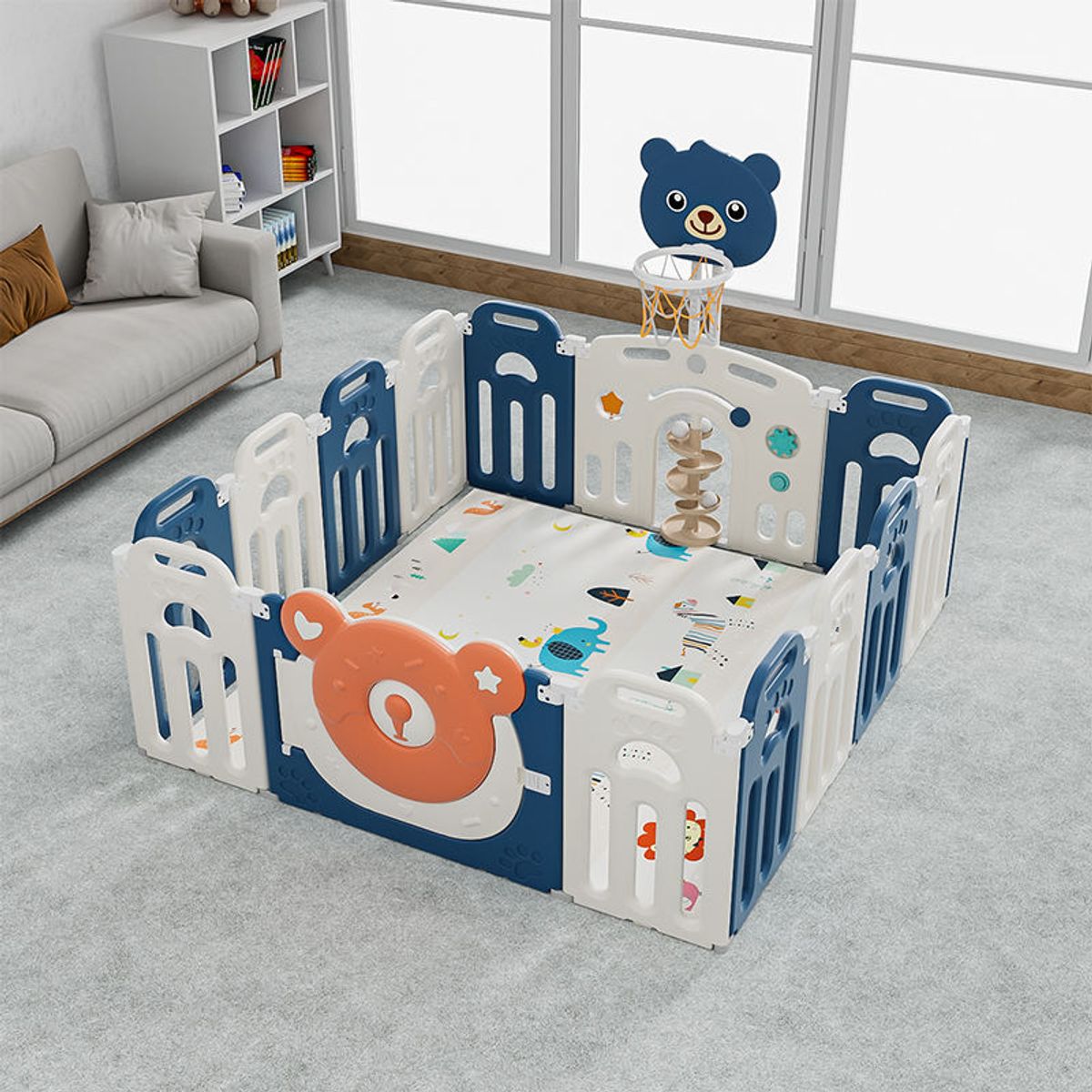 GENERICO - CORRALITO INFANTIL PLEGABLE OSITO CON PANEL DE JUEGOS 160x160 CM