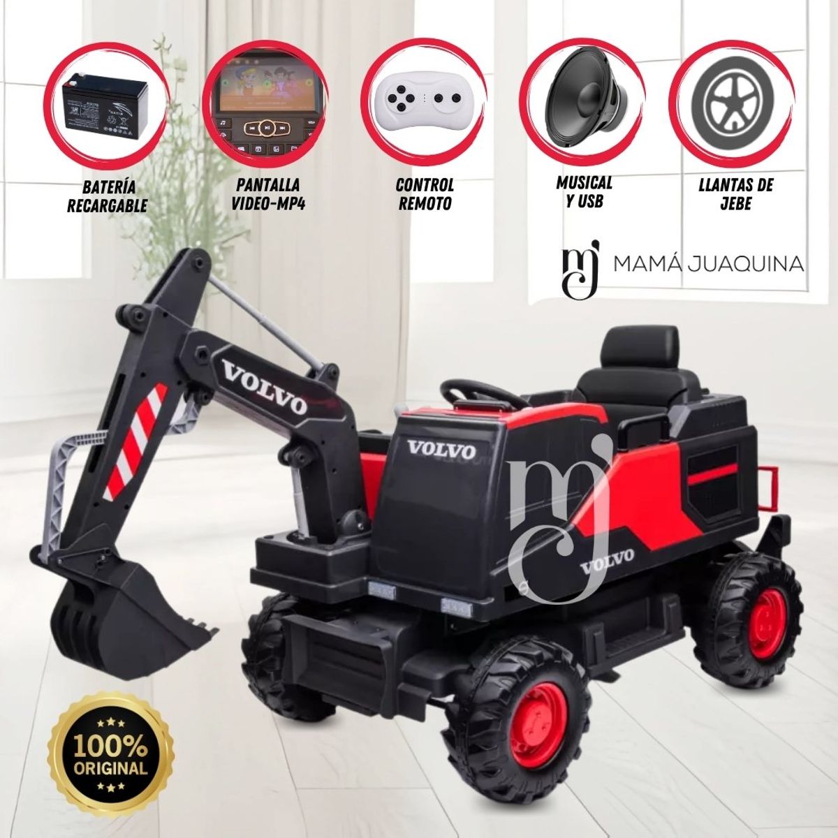 VOLVO - CARRO A BATERÍA EXCAVADORA VOLVO Y PANTALLA MP4