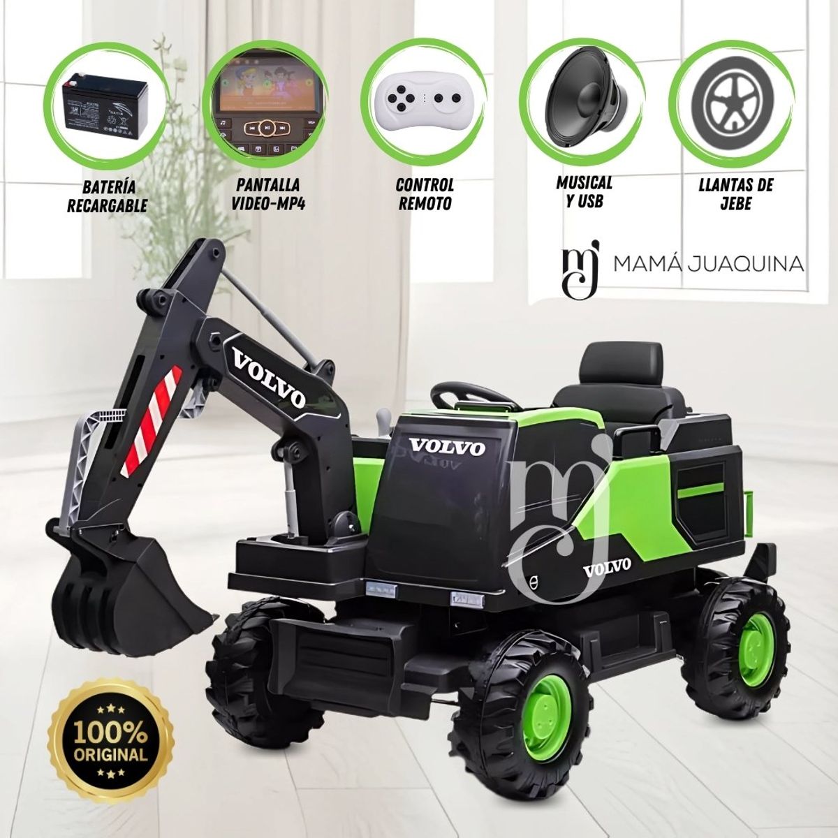 VOLVO - CARRO A BATERÍA EXCAVADORA VOLVO Y PANTALLA MP4