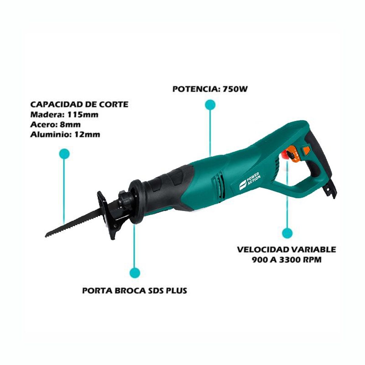 POWER ACTION - SIERRA SABLE RECÍPROCA 750W SIERRA POWER ACTION