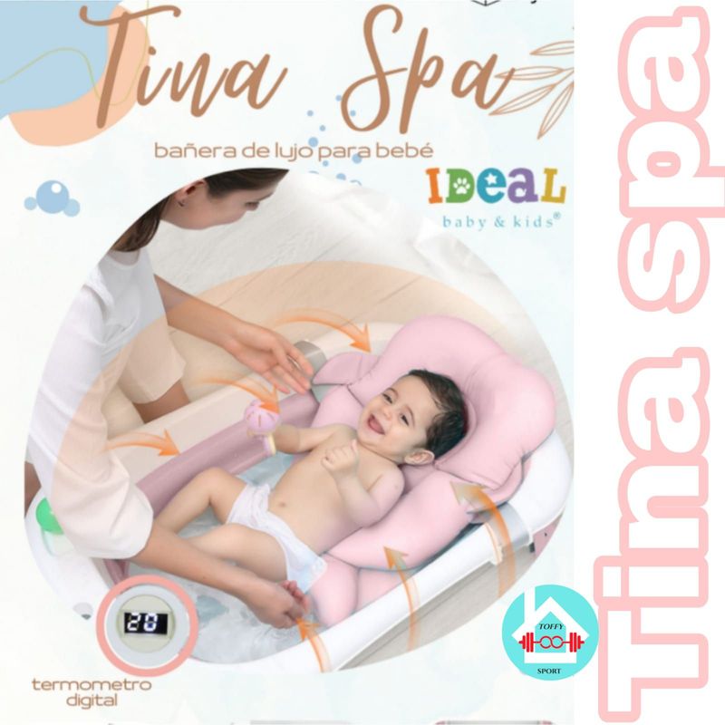 IDEAL - Bañera para bebe con termómetro SPA ROSADO