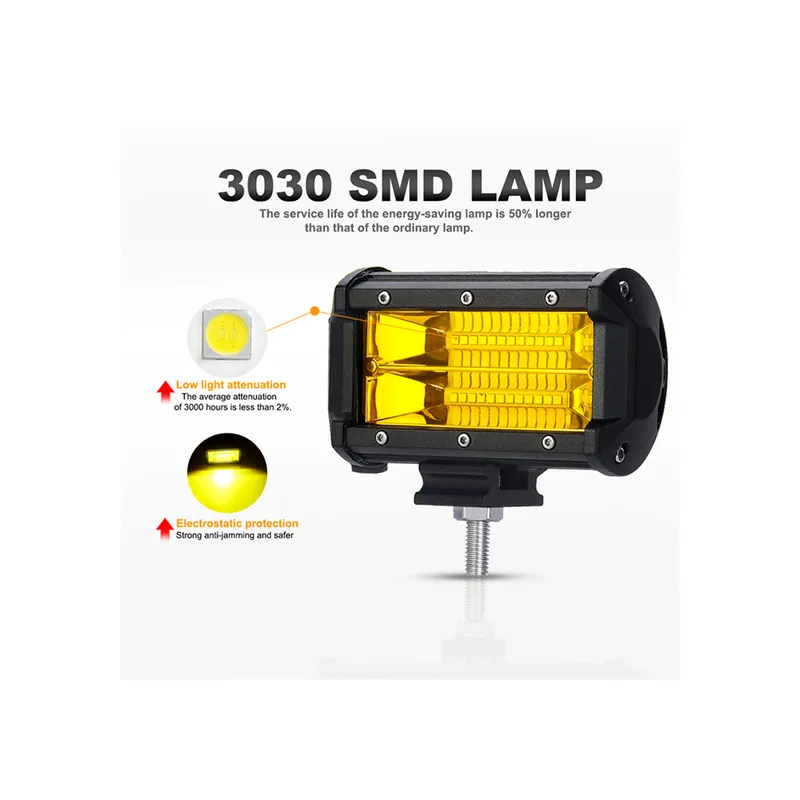 GENERICO - Neblinero Barra Led 72w 9d Anti Nieblas Ambar 1pcs