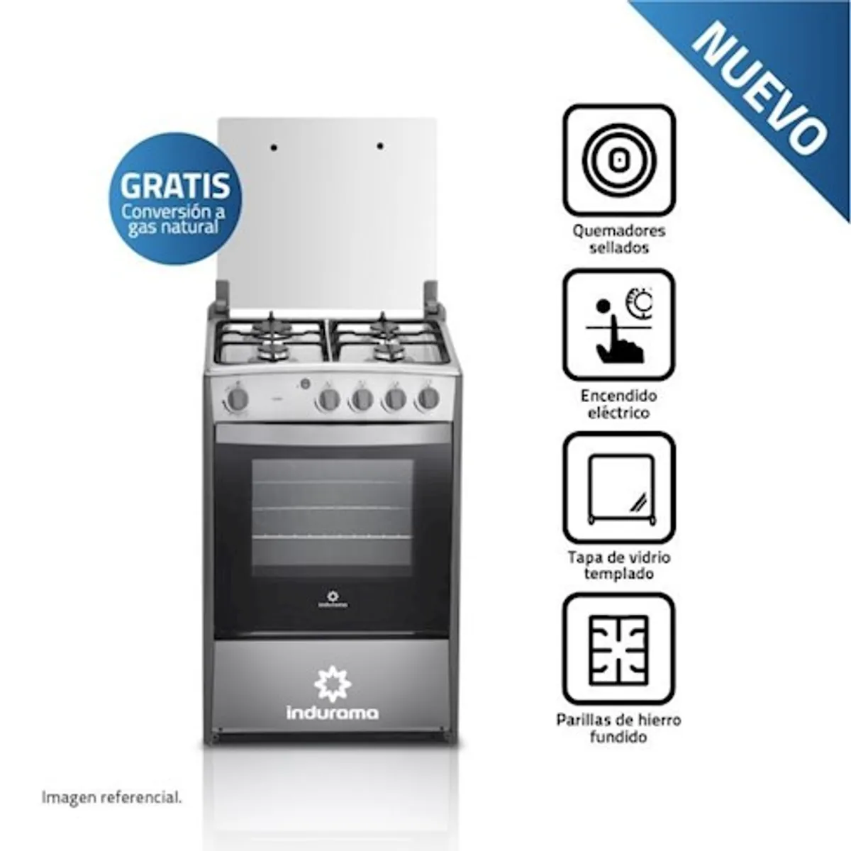 INDURAMA - COCINA INDURAMA CORUÑA 4 HORNILLAS CROMA