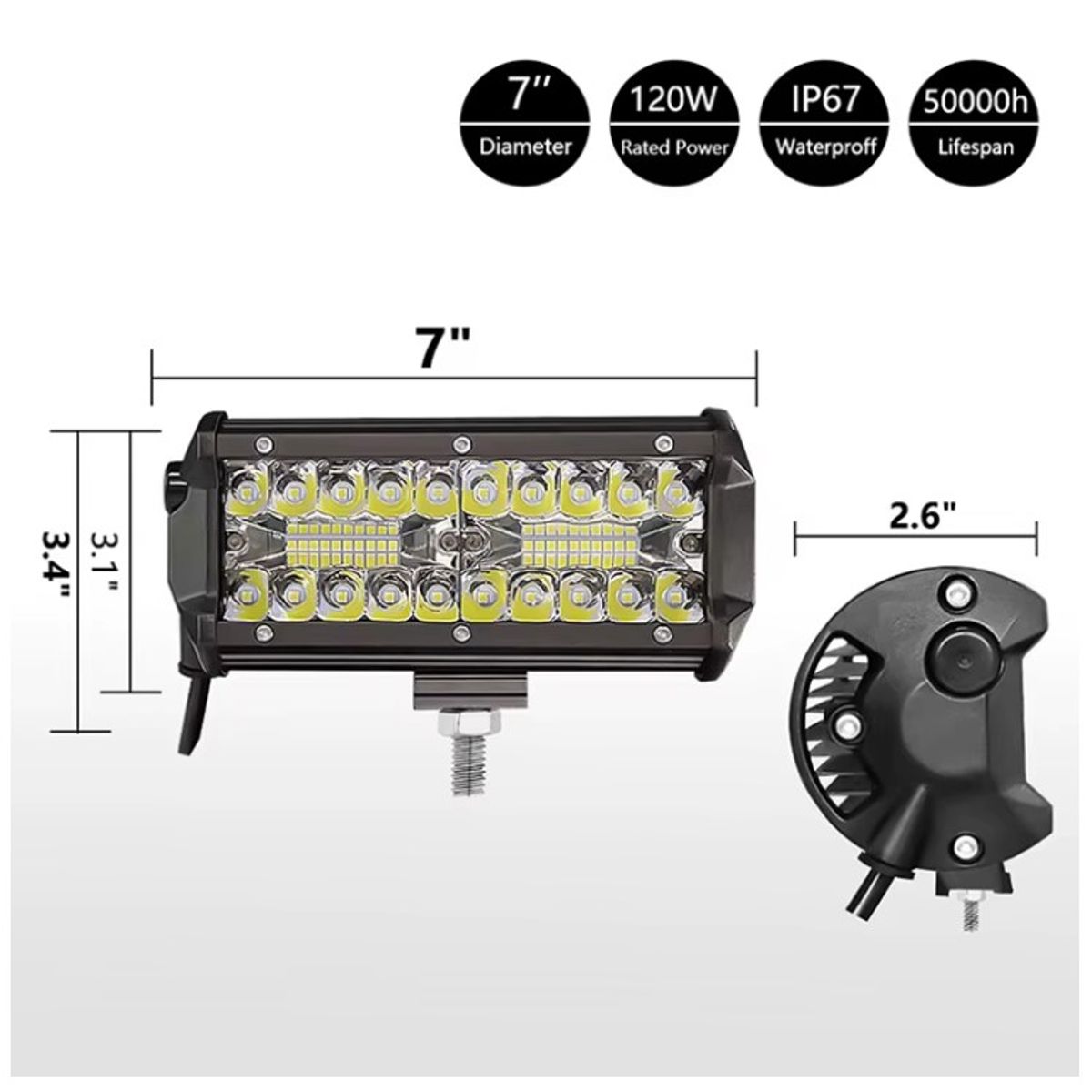 GENERICO - Neblinero Barra Led 120w 2en1 Expansivo Y Puntual 1PCS