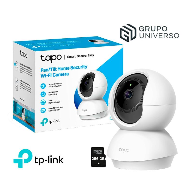 TP LINK - Cámara de Vigilancia Wi-Fi Tapo C210 360° 3MP 2K + SD 256GB