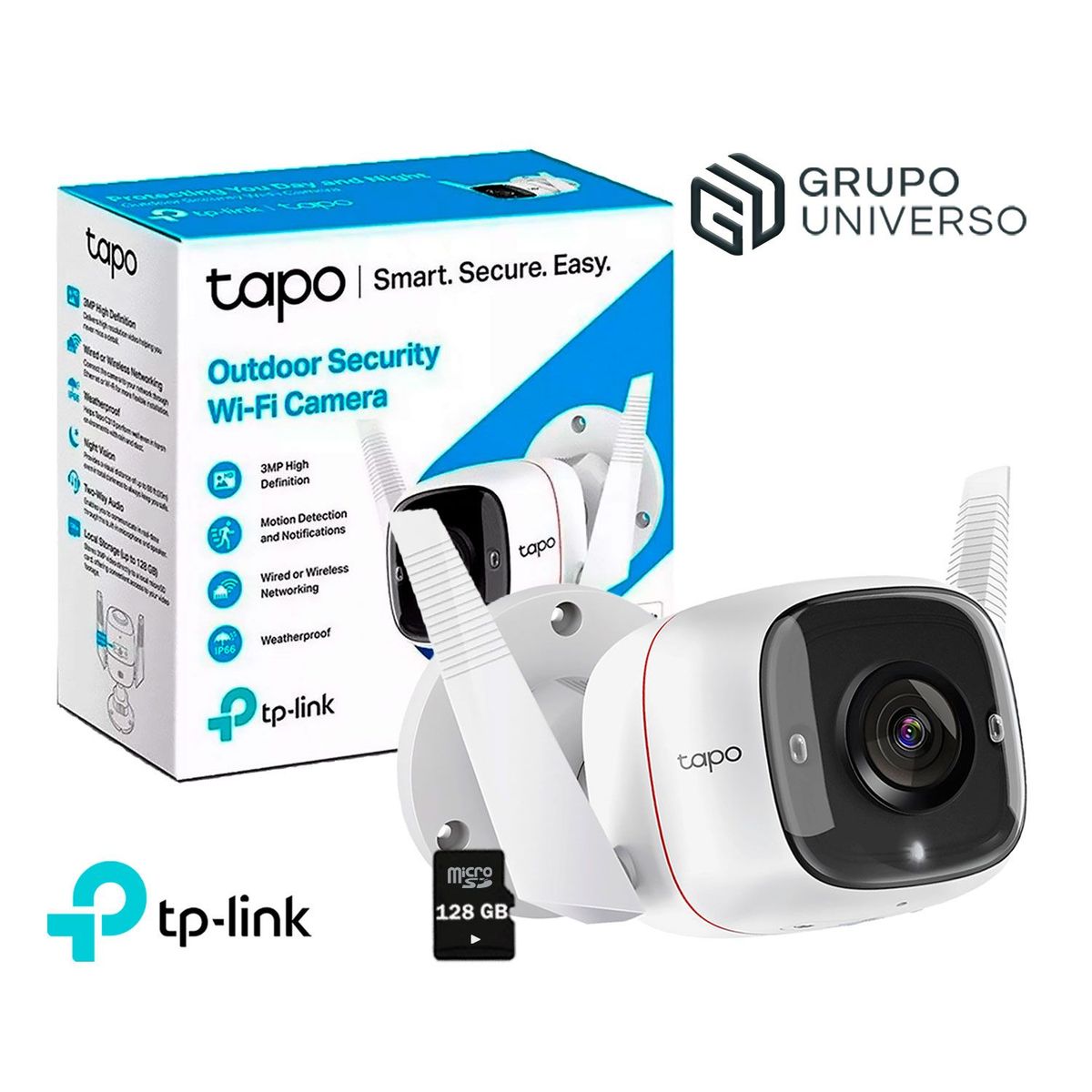 TP LINK - Cámara de Vigilancia Wi-Fi Exterior Tapo C310 3MP + SD 128GB