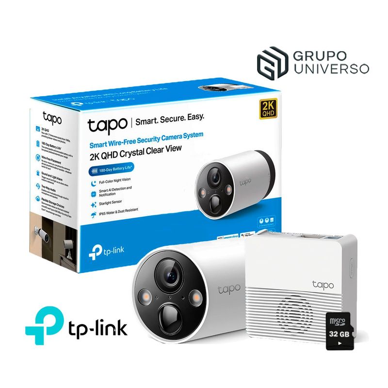 TP LINK - Cámara de Vigilancia Wi-Fi Exterior Tapo C420S1 2K Batería SD 32GB