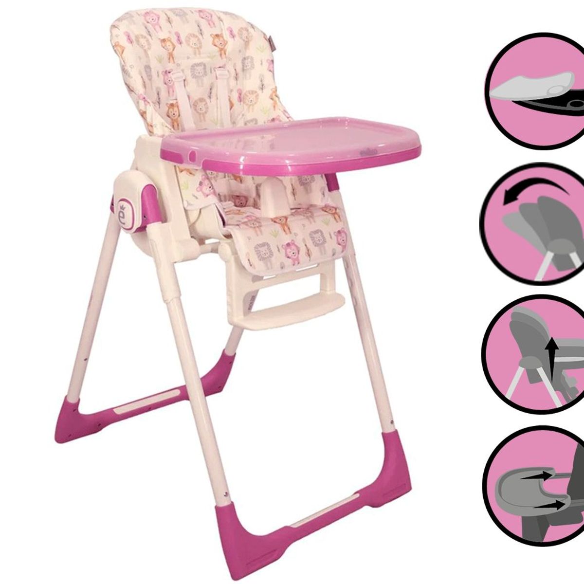 EVEZO - Silla de Comer Regulable NELLY 650 Rosado