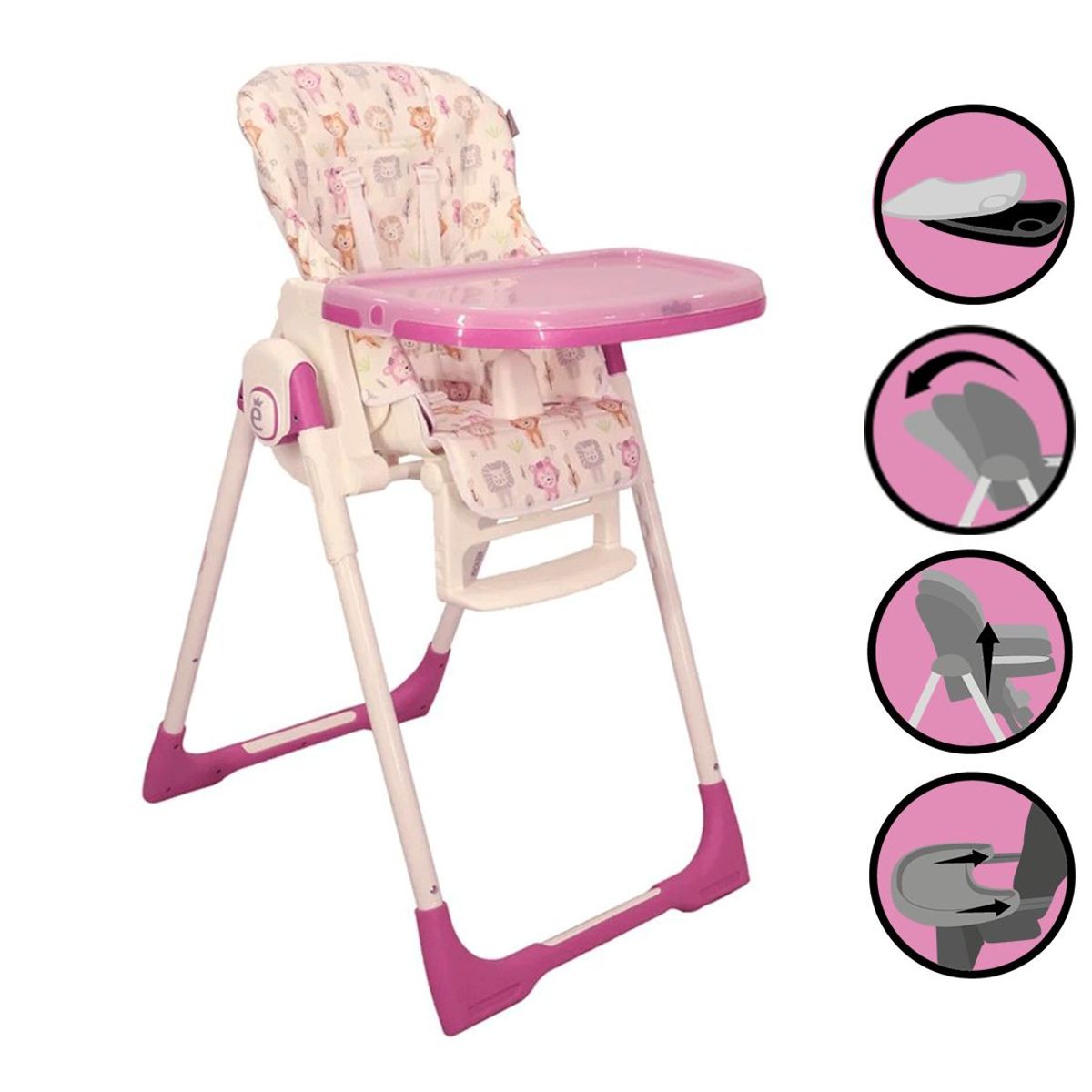 EVEZO - Silla de Comer Regulable NELLY 650 Rosado