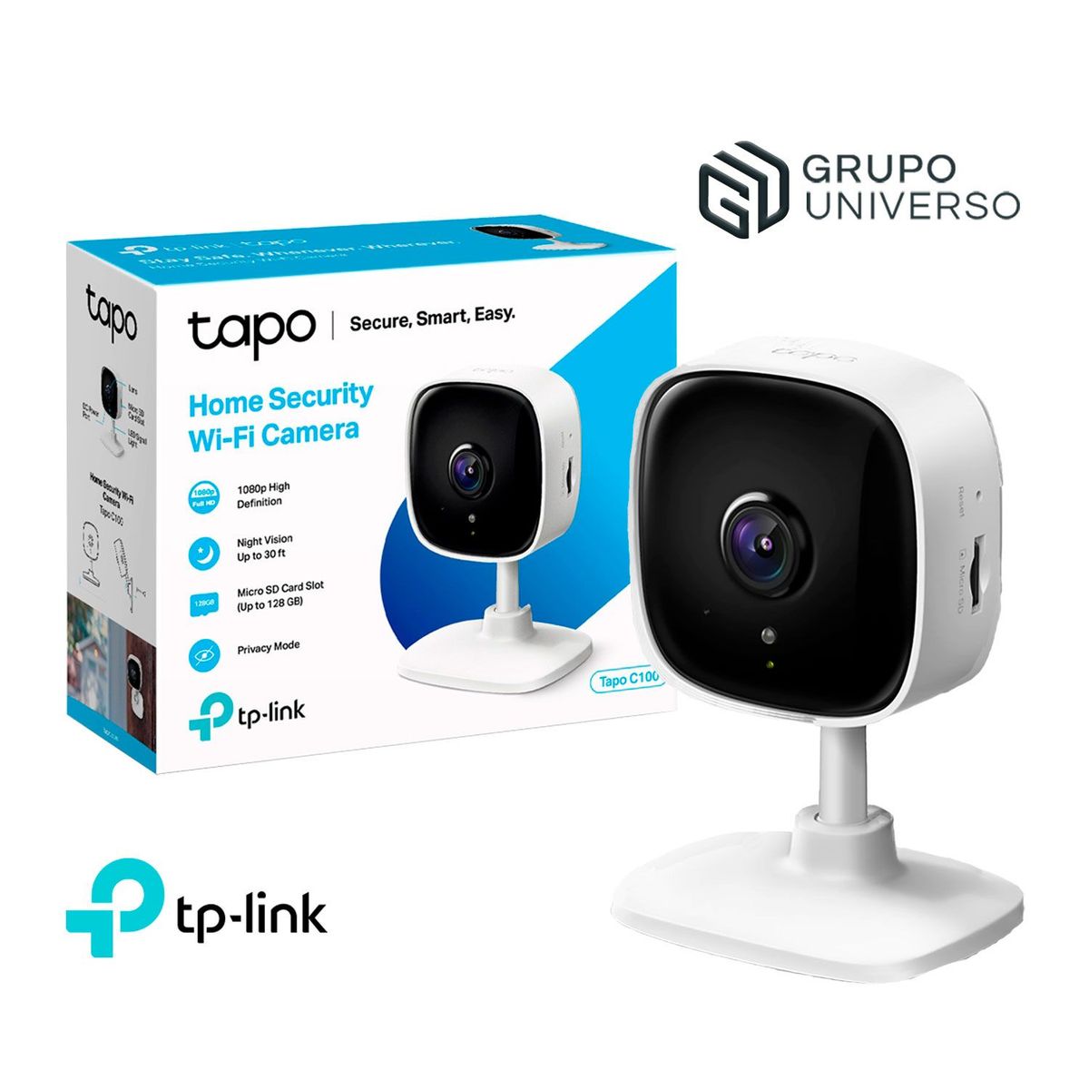 TP LINK - Cámara de Vigilancia Wi-Fi Tapo C100 1080P FULL HD Interior
