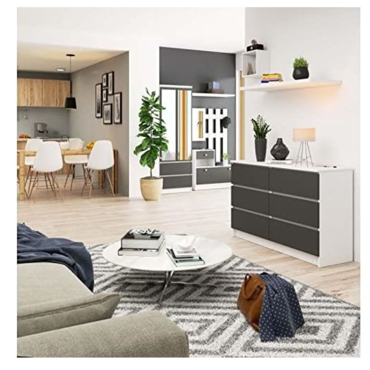 DIBA MUEBLES - Comoda Calvi 6 Cajones Blanco DIBA Muebles