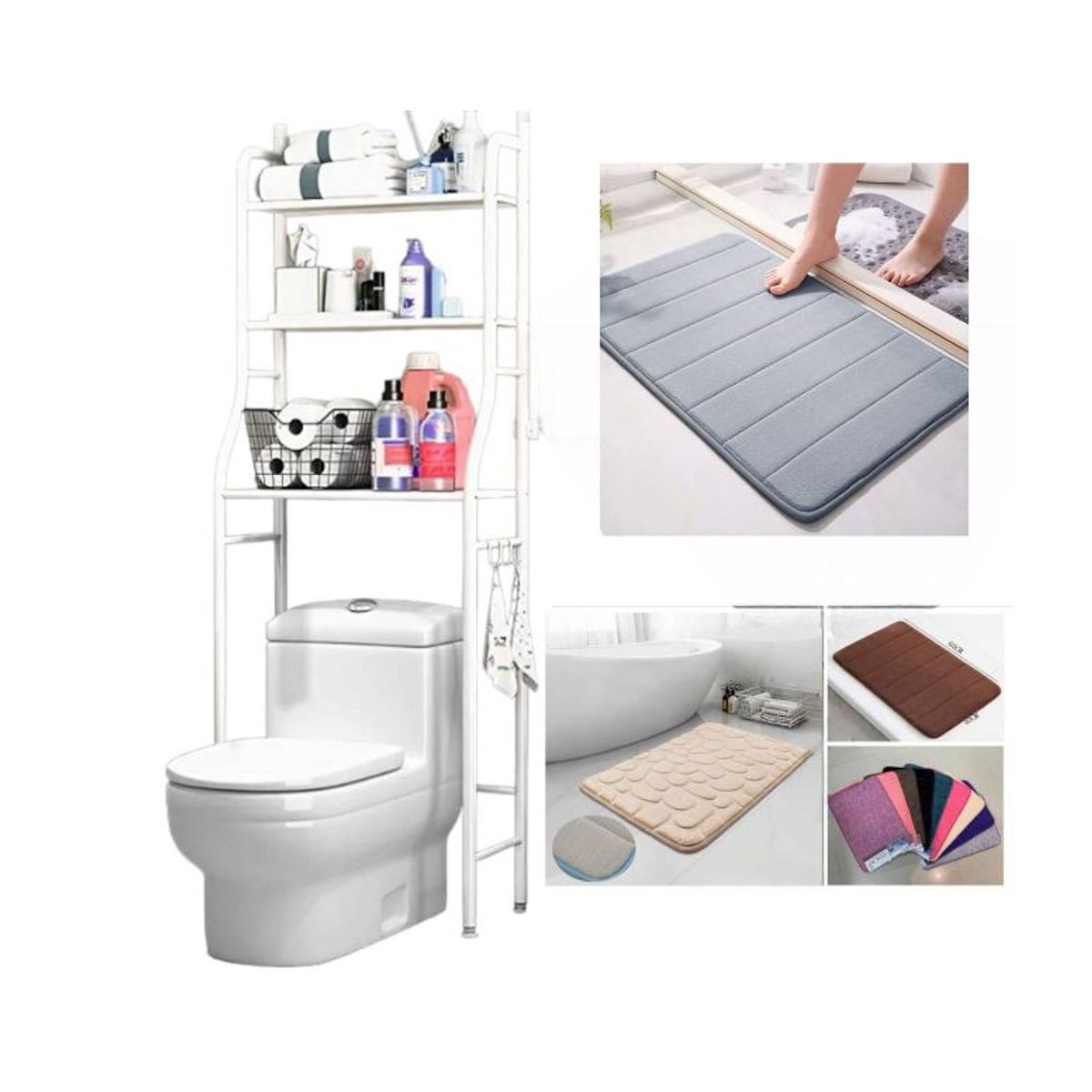 GENERICO - Organizador de Baño 3 niveles + Alfombra absorbente de Baño