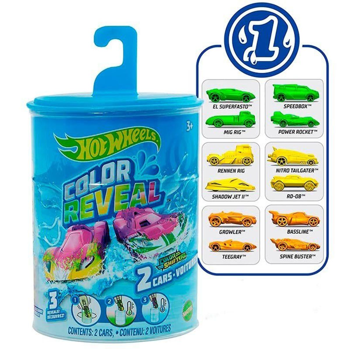 HOT WHEELS - Hot Wheels Color Reveal - Tubo x2 Autos Cambian Color