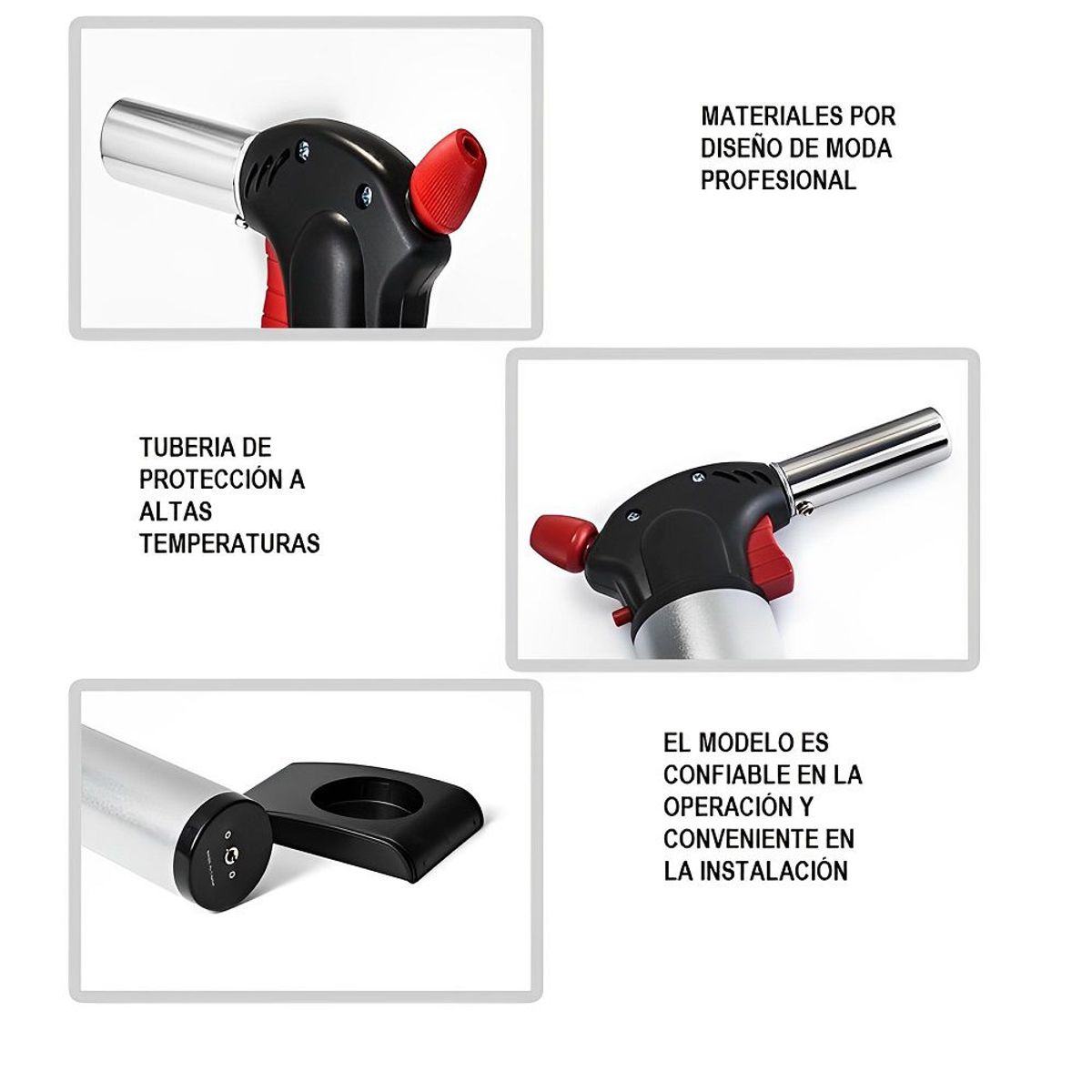 GENERICO - Soplete Flambeador con Base y Botón para Flama Continua