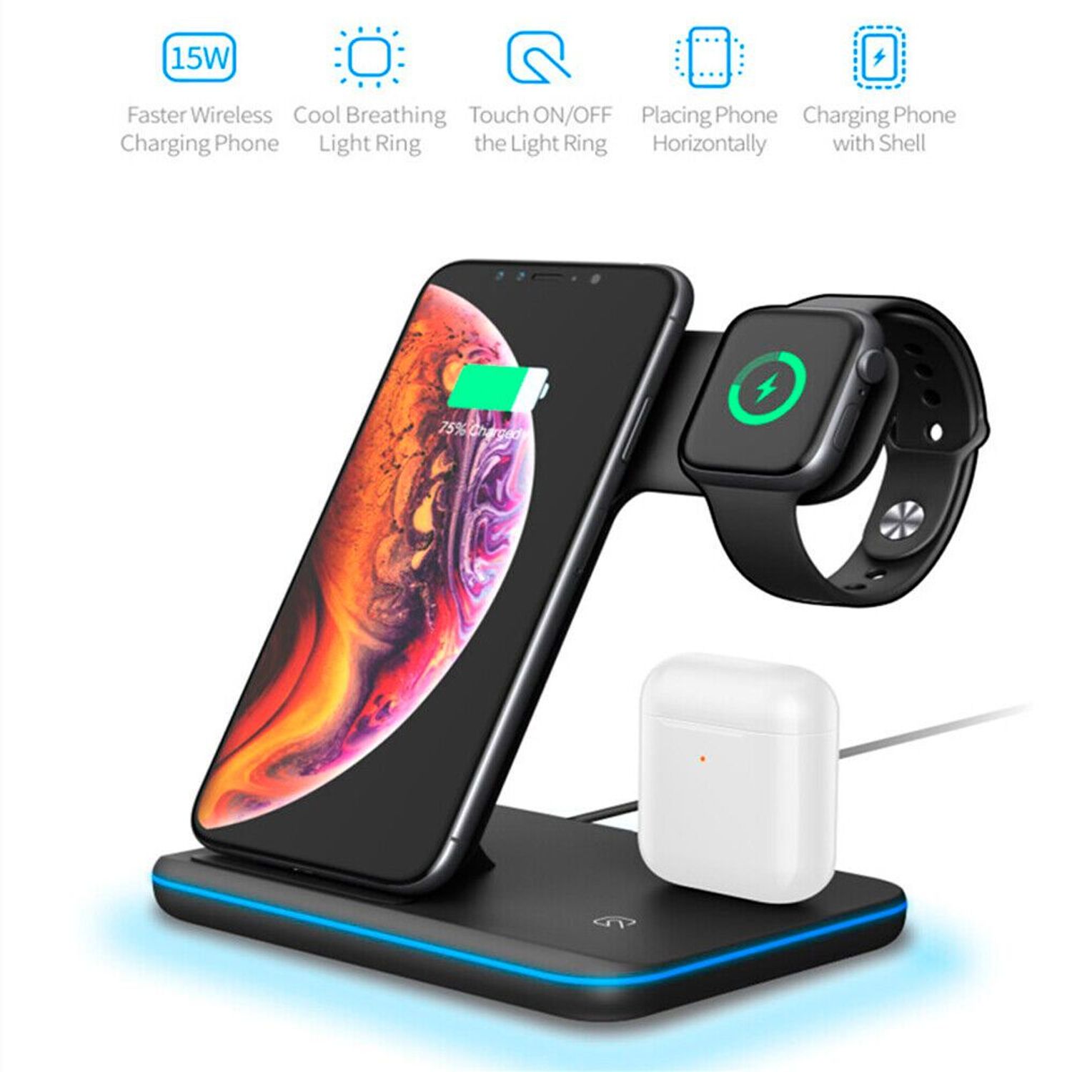 Wireless Charger Móvil Base Carga Inalambrica Qi Cargador