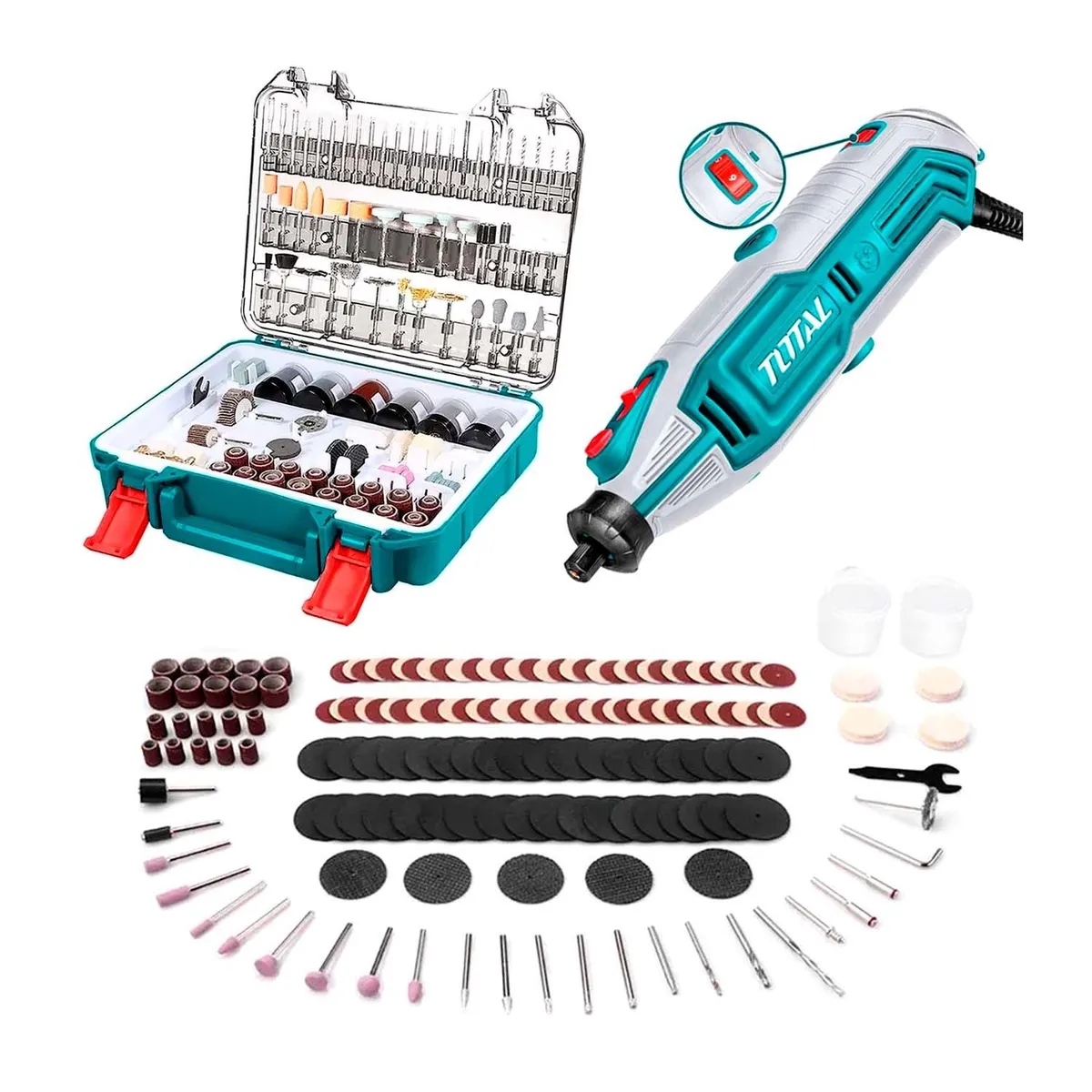 TOTAL TOOLS - COMBO MINI GRINDER 130W ELÉCTRICO 109 PZAS + 357 ACCESORIOS