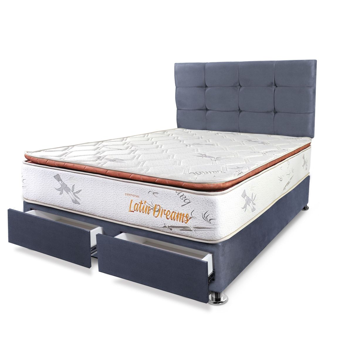 COLCHONES LATIN DREAMS - Dormitorio Classic Pillow Top 2 Plz + 2 Almohadas de Fibra + Protector