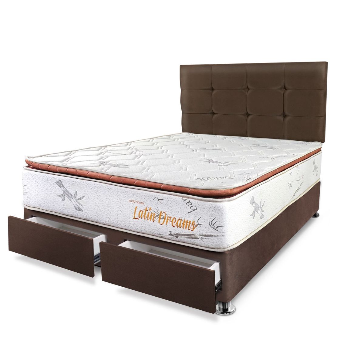 COLCHONES LATIN DREAMS - Dormitorio Classic Pillow Top 2 Plz + 2 Almohadas de Fibra + Protector