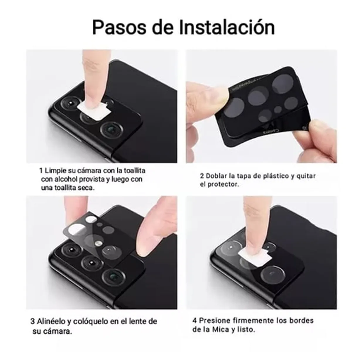 GENERICO - Vidrio Protector para Lente de Cámara Samsung  A72 - Negro